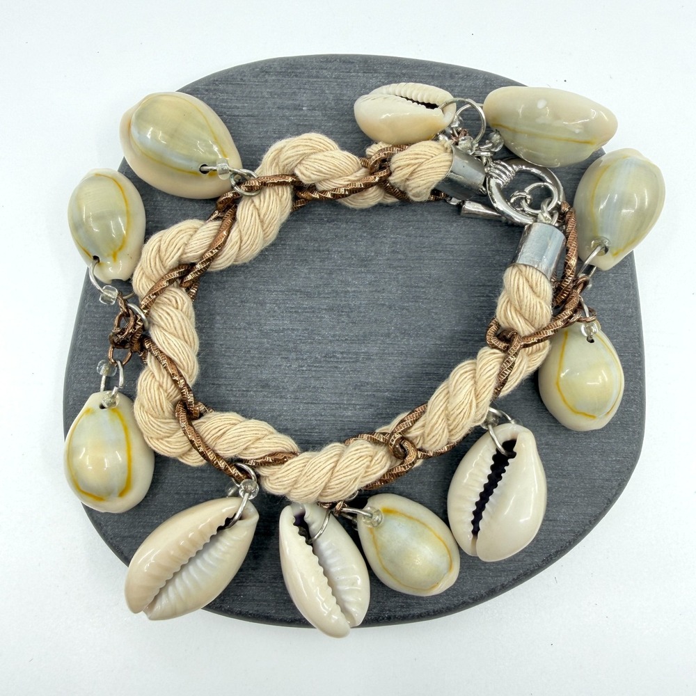 Boho Seashell Charm Bracelet Rope Chain Beach Vacation Jewelry Layering Gift